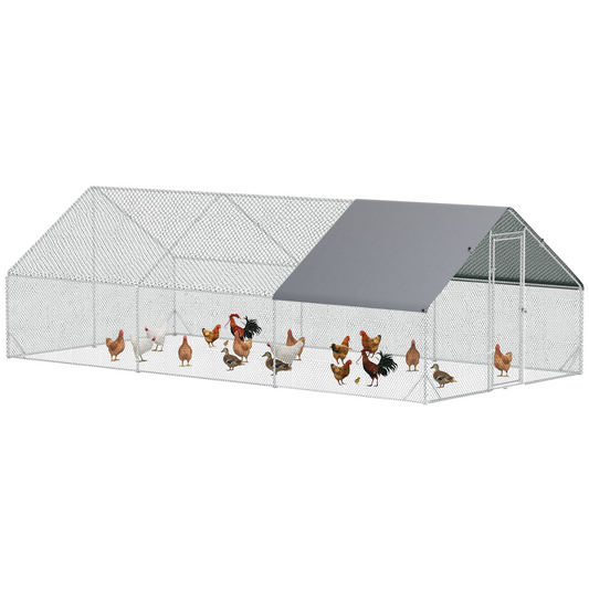 Walk In Chicken Run Large Galvanised Chicken Coop with Cover 6 x 3 x 2m