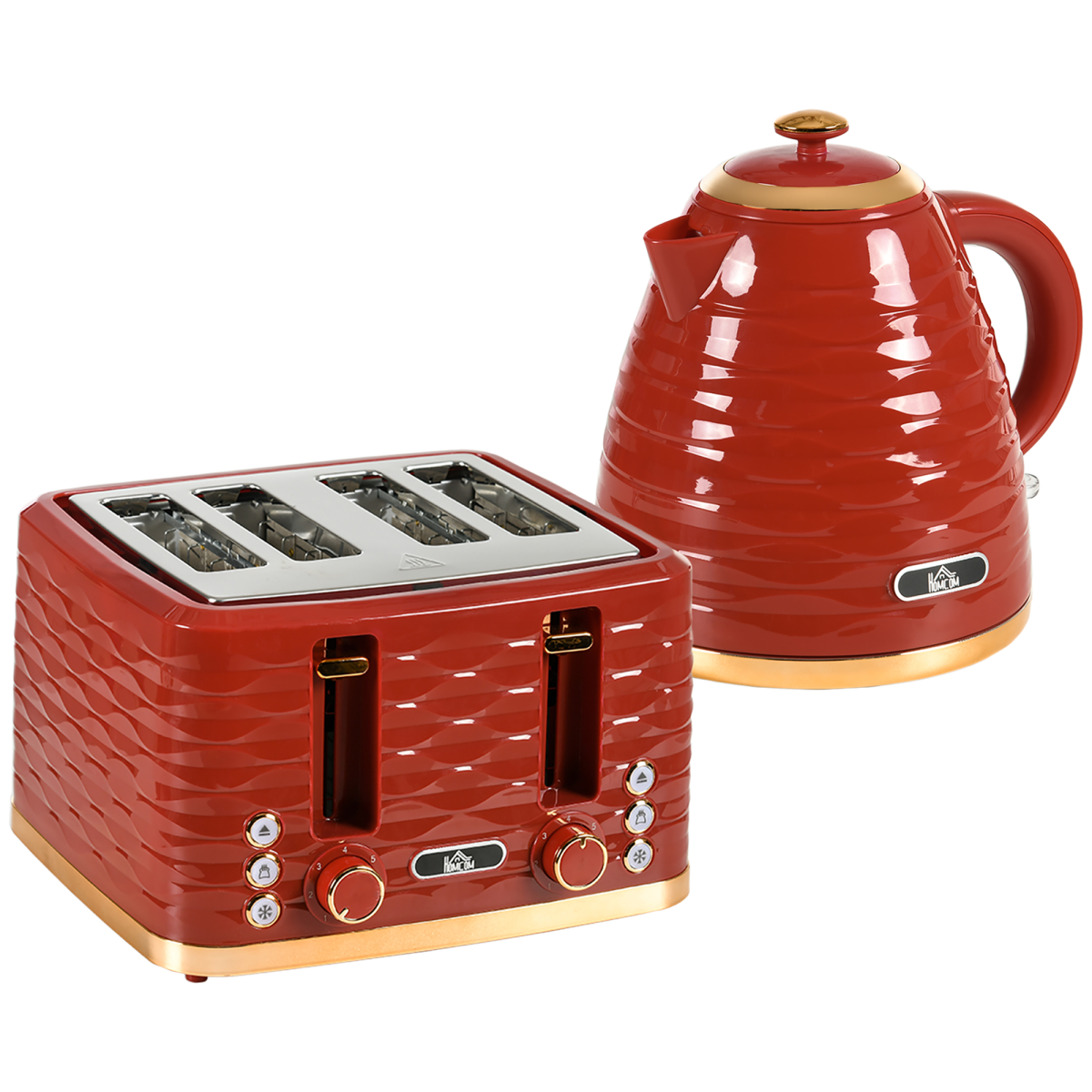 Kettle and Toaster Set 1.7L Rapid Boil Kettle & 4 Slice Toaster Red