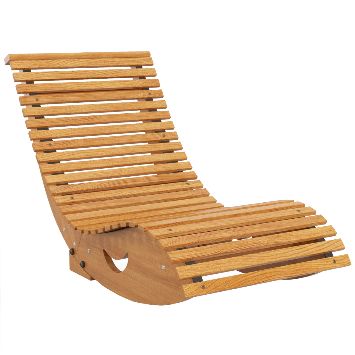 Outdoor Rocking Chair w/ Slatted Seat, Wooden Rocking Chair, Teak
