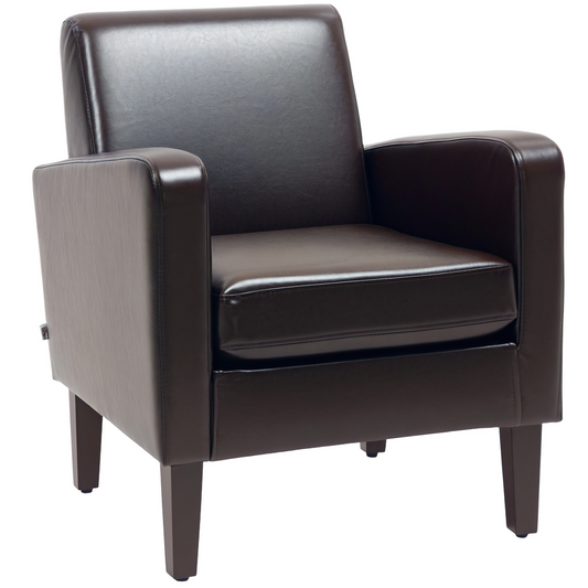 Armchair Accent Chair with Eucalyptus Wood Legs for Bedroom Brown