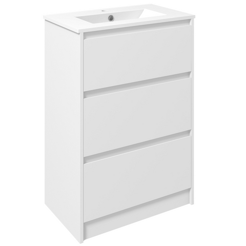 600mm Bathroom Vanity Unit w/ 1 Tap Hole Basin Drawers Gloss White