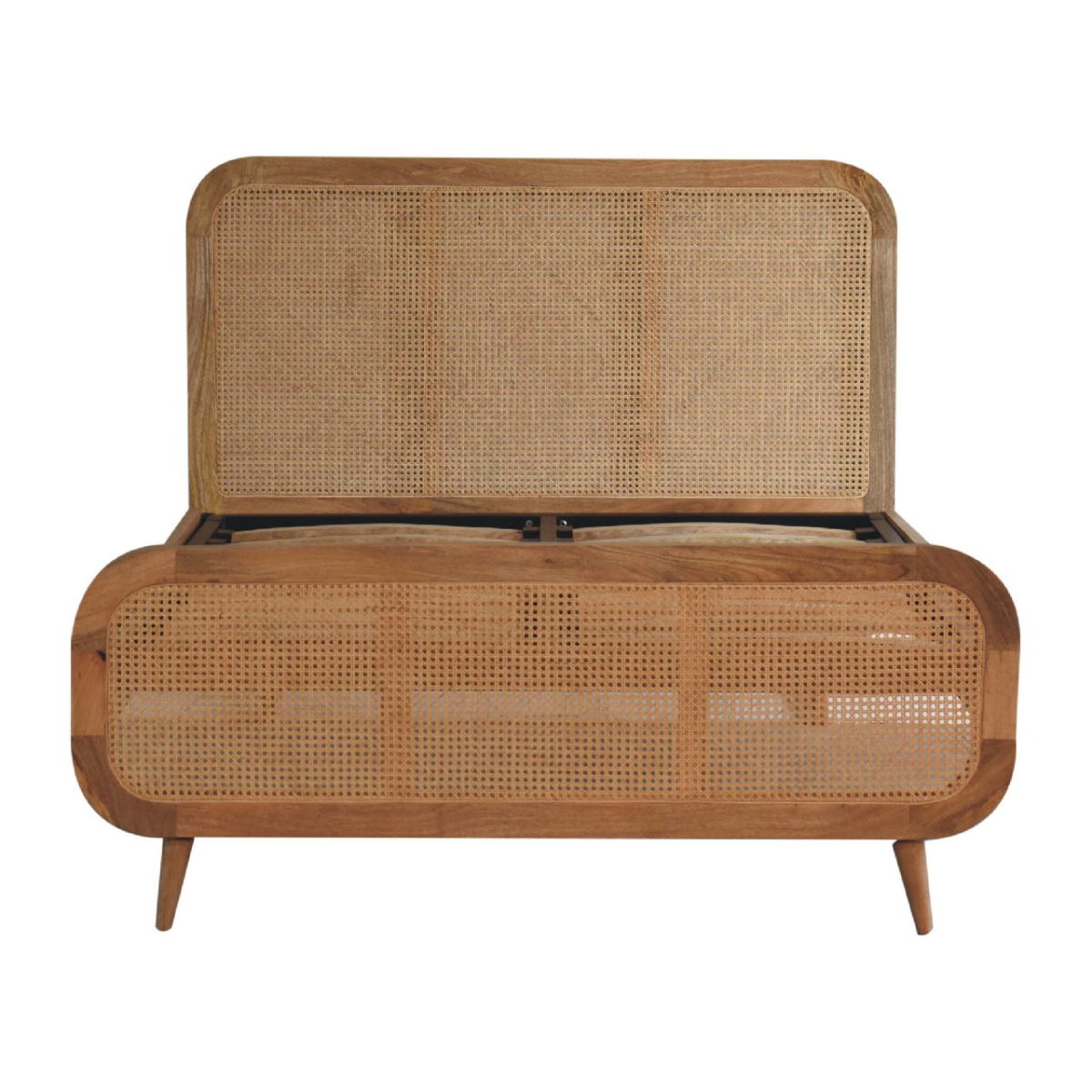 Artisan Furniture Solid Wood Rattan Bed, Upholstered, Brown Color