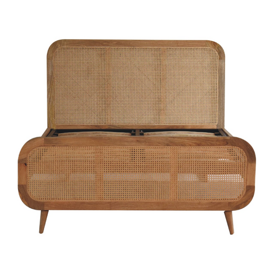 Artisan Furniture Solid Wood Rattan Bed, Upholstered, Brown Color
