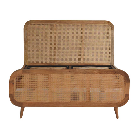 Artisan Furniture Solid Wood Rattan Bed, Upholstered, Brown Color