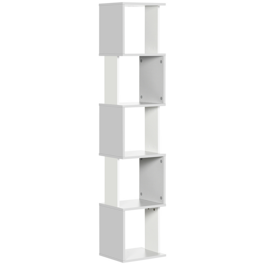 5-Tier Bookshelf, Freestanding Bookcase Storage Shelving Light Grey