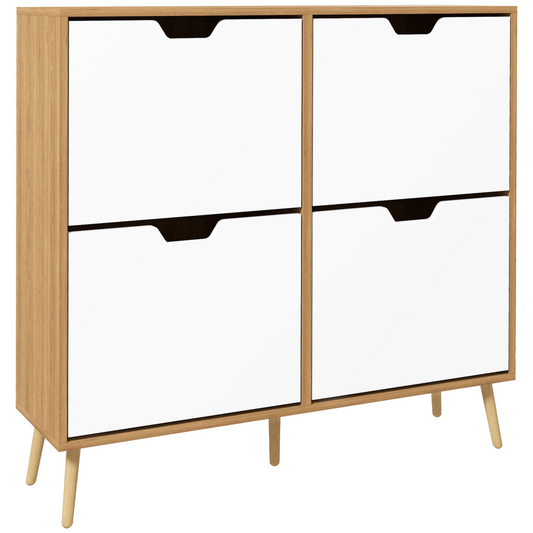 Shoe Storage Cabinet with 4 Flip Drawers for 16 Pairs of Shoes, Natural