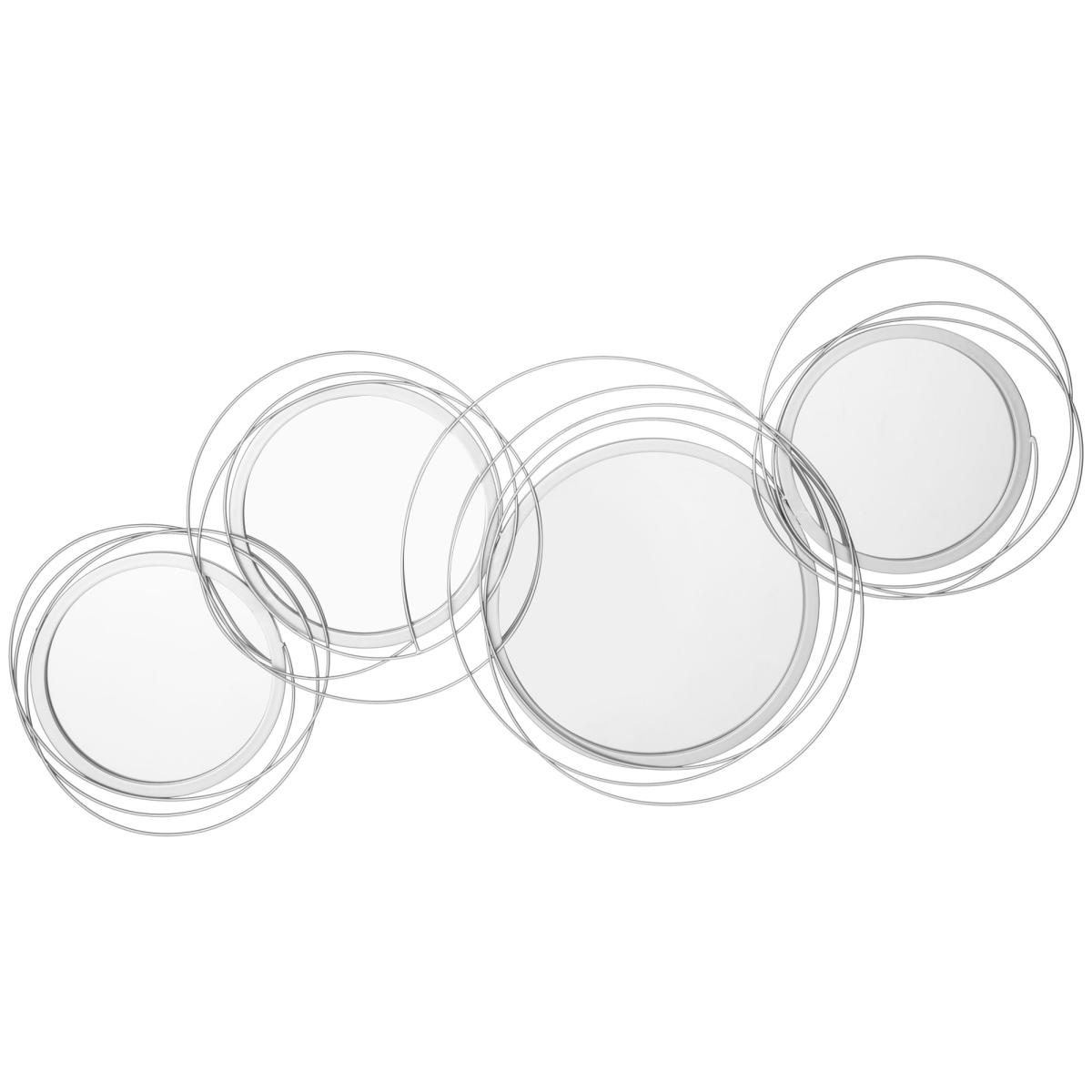 Metal Wall Art Decorative Mirror Decor Modern Wall Sculpture, Silver