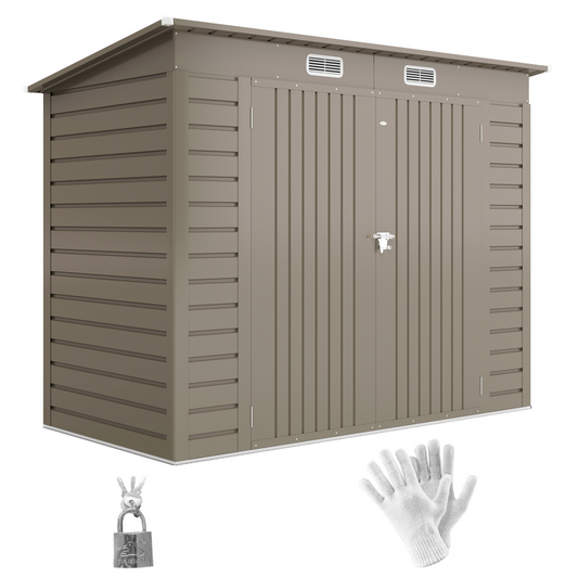 Outsunny 8 x 4FT Metal Garden Storage Shed with Double Doors, Light Grey