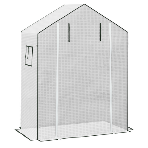PE Greenhouse Cover Replacement with Door and Mesh Windows, White