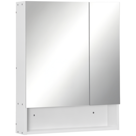 kleankin Wall Mount Medicine Cabinet with Mirror and Adjustable Shelf, White
