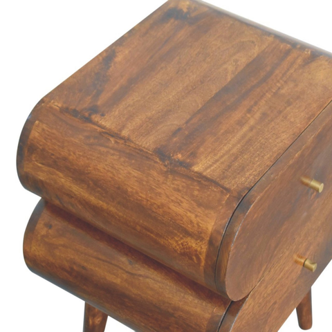 Artisan Furniture Solid Wood Bubble Chestnut Bedside, Brown, 2 Drawers
