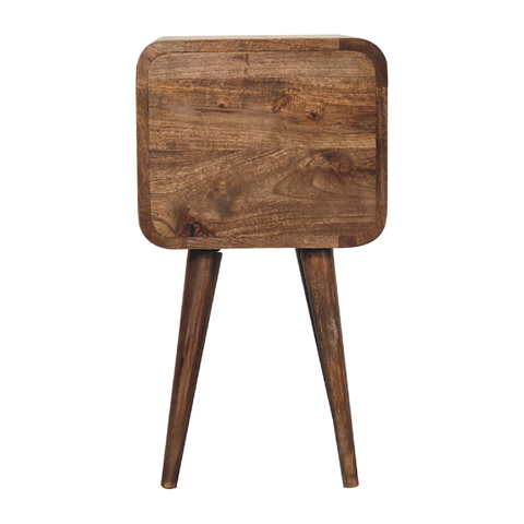 Artisan Furniture Solid Wood Mini Curved Grey Washed Bedside, Brown, 2 Drawers
