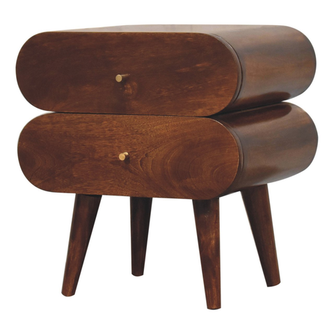 Artisan Furniture Solid Wood Bubble Chestnut Bedside, Brown, 2 Drawers