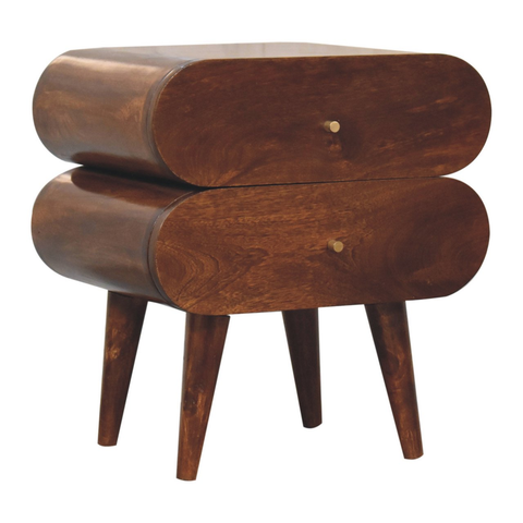Artisan Furniture Solid Wood Bubble Chestnut Bedside, Brown, 2 Drawers